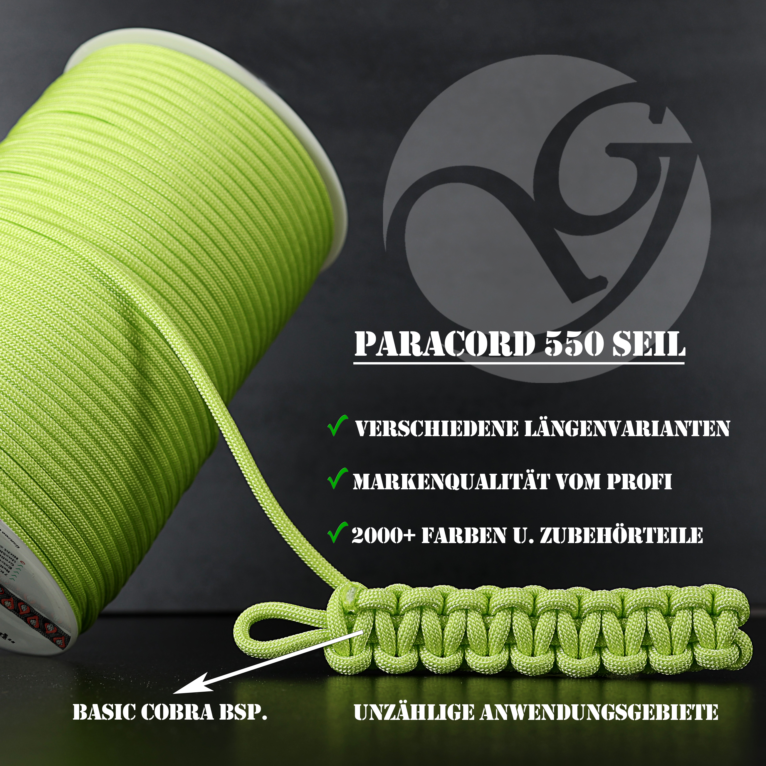 Paracord 550 Seil / Typ III / Green Golf